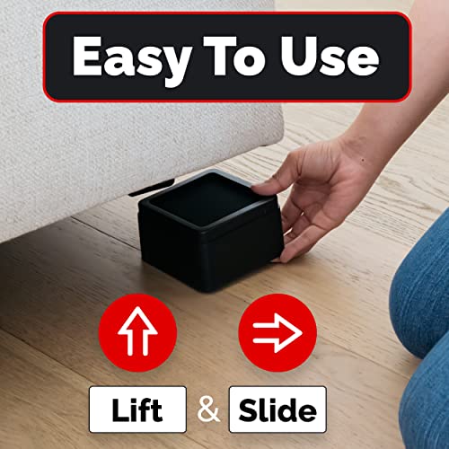 iPrimio Bed Risers 2 Inch Lift - Square, Heavy Duty, 4 Pack, Up to 10000lbs - Bed Raising Blocks, Furniture Risers, Couch Risers - Safe, Sturdy Bed Lifts for College Dorm Rooms, Tables, Desk Riser - Image 5