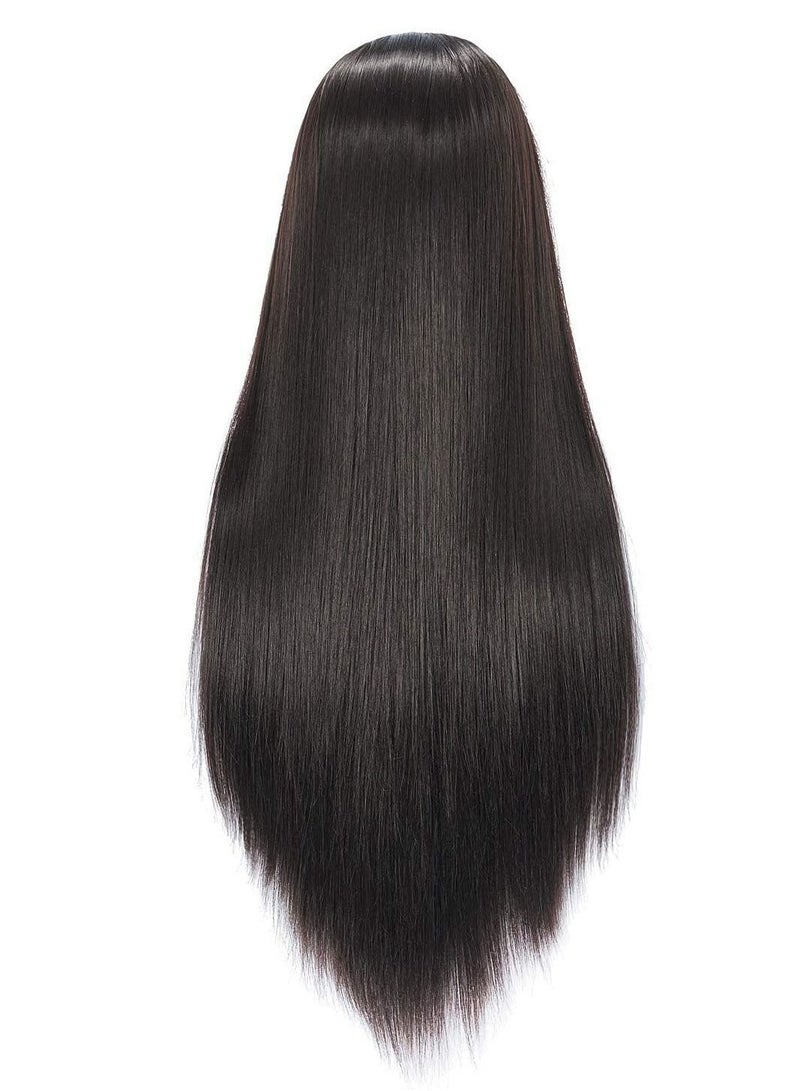 إستيل رأس مانيكان لتصفيف الشعر وتدريب رأس مانيكين للتجميل دمية رأس من الألياف الاصطناعية وحامل مشبك مجاني أسود 02 - Image 5