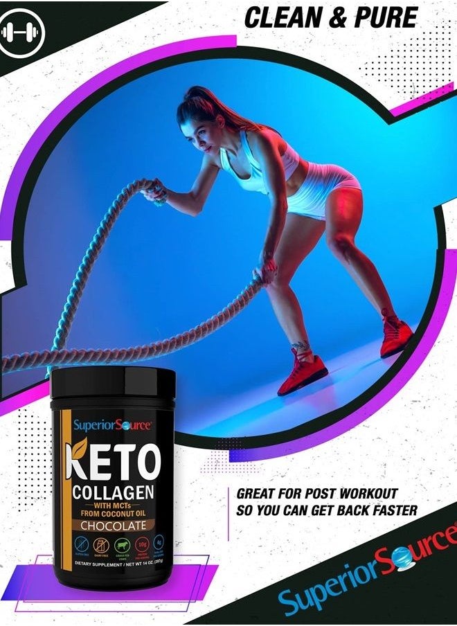 Superior Source Keto Collagen Protein Powder Chocolate (14 oz), Grass Fed Collagen Peptides with MCT Oil, 23 (17 g) Servings, Pre/Post Workout, Gluten Free, Paleo Friendly, Non-GMO  - Image 4