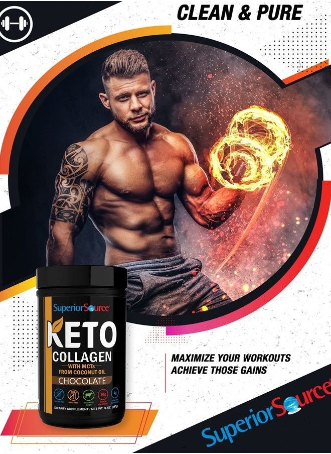 Superior Source Keto Collagen Protein Powder Chocolate (14 oz), Grass Fed Collagen Peptides with MCT Oil, 23 (17 g) Servings, Pre/Post Workout, Gluten Free, Paleo Friendly, Non-GMO  - Image 3