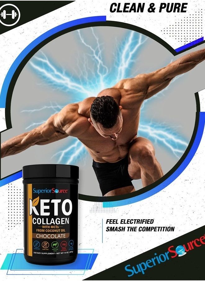 Superior Source Keto Collagen Protein Powder Chocolate (14 oz), Grass Fed Collagen Peptides with MCT Oil, 23 (17 g) Servings, Pre/Post Workout, Gluten Free, Paleo Friendly, Non-GMO  - Image 5