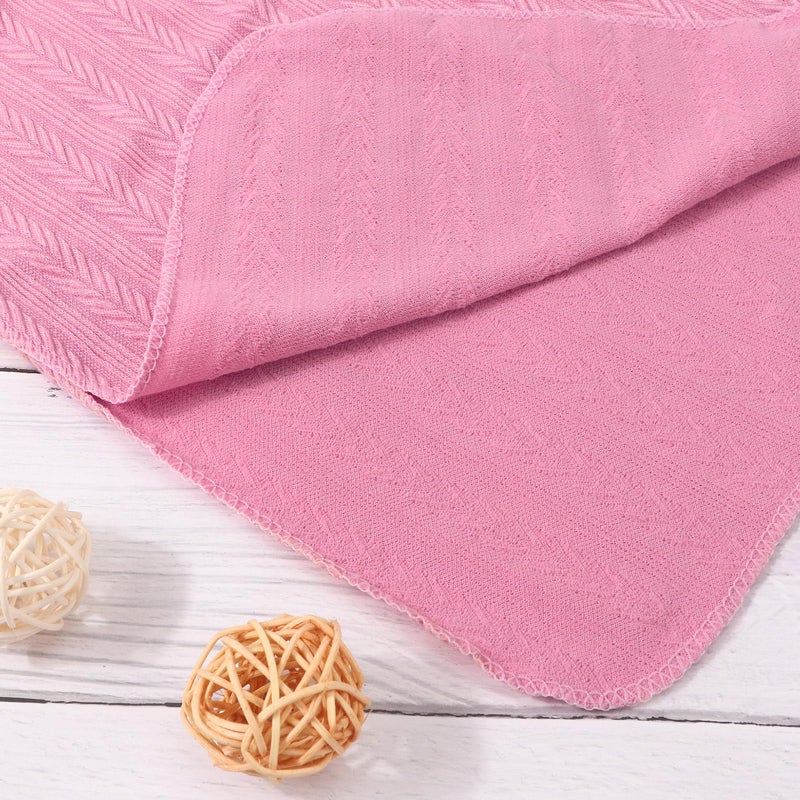 AQOKKA Newborn Receiving Blanket with Bow Hat Headband Wooden Card Set Wheat-Pattern Newborns Toddler Baby Boy Girl Nursery Swaddle Wrap - Image 4