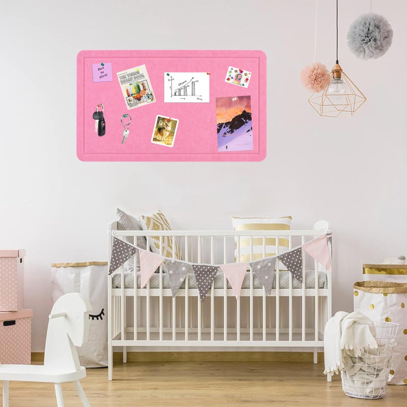 Vuzvuv Pink 28"x16" Large Cork Board with 50 Push Pins for Valentine's Day, Self-Adhesive Bulletin Board for Wall, Felt Pin Vision Board for Paste Notes,Schedules Offices Home - Image 4