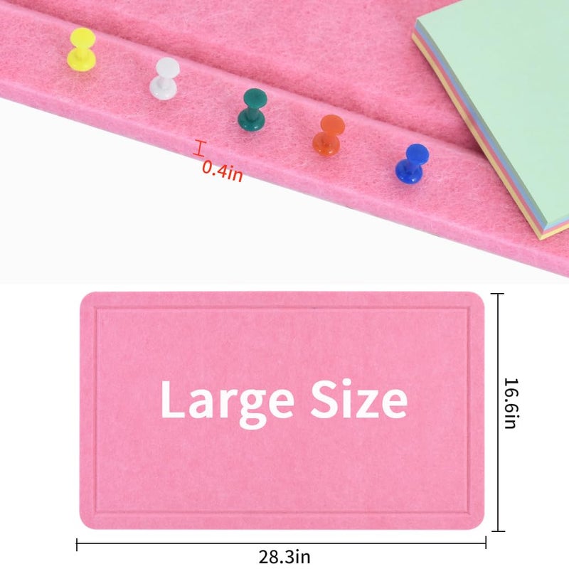 Vuzvuv Pink 28"x16" Large Cork Board with 50 Push Pins for Valentine's Day, Self-Adhesive Bulletin Board for Wall, Felt Pin Vision Board for Paste Notes,Schedules Offices Home - Image 2