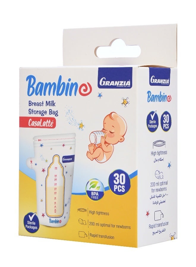 Granzia Casalatte Breast Milk Storage Bags – 30 Leak-Proof BPA-Free Bags with Pour Spout, Secure Seal, Measuring Scale & Label Field – Freezer Safe - Image 1