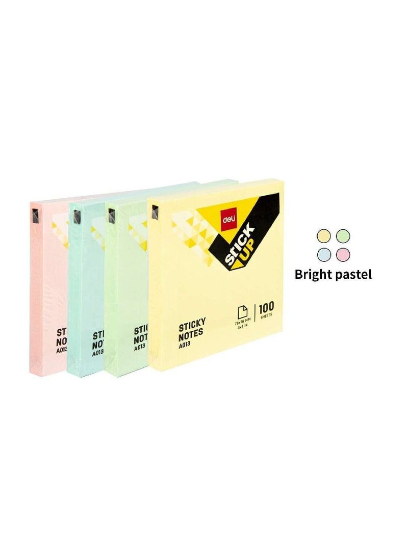 Deli ملاحظات لاصقة 4 وسادات بحجم 3x3 بوصة بألوان باستيل - Image 3