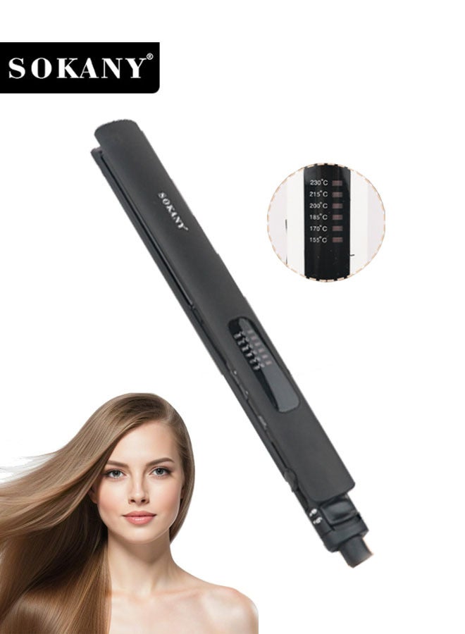 sokany Hair Straightener,Ceramic Flat Iron,6 Heat Settings and Heats Up to 230°C,Anti-Frizz Styling for All Hair Types,SK-950B,Black - Image 1