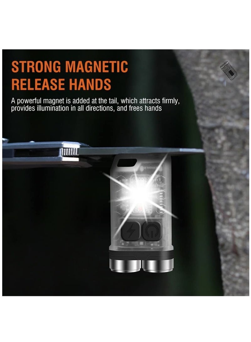 Mini Flashlight, 900 High Lumen Keychain EDC Flashlight, Super Bright Pocket USB Rechargeable Small Tactical Handheld LED Flash Light with Magnetic Waterproof for Camping, Hiking, Emergencies - Image 4