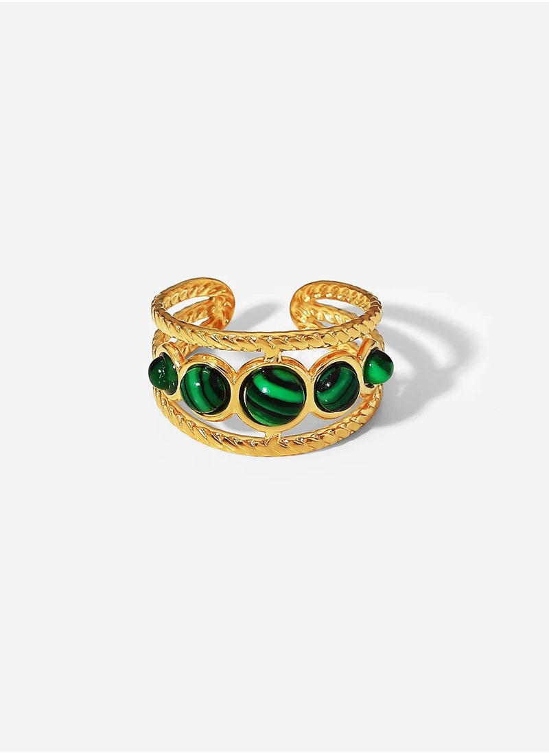 Green Marbles Free Size Stainless Steel Golden Ring - pzsku/ZE9390EA69C8D9DC62CC1Z/45/_/1737287668/364567a0-8605-4009-a63c-0d34b48b5406