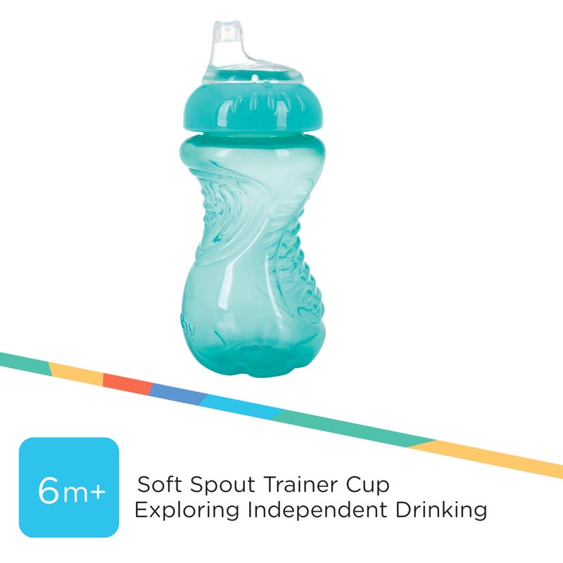 Nuby 3 Pack No Spill Toddler Sippy Cups - Toddler Cups Spill Proof with Easy and Firm Grip - Aqua, Coral, Yellow - Image 5