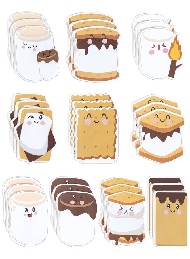 CJiangpo 30Pcs Marshmallow Sticky Notes Pads, 600 Sheets Cute Self Stick Notepad Memo Pads Funny Cartoon Page Marker Classroom Rewards Camping Themed Gift - Image 1