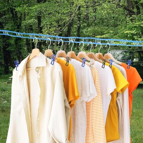 Rexez Pack of 3 Non-Slip Washing Lines, Windproof Camping Travel Clothesline, Outdoor Lead with Hooks, Portable Clothesline, Extendable for Home, Travel, Camping, Outdoor - Image 5