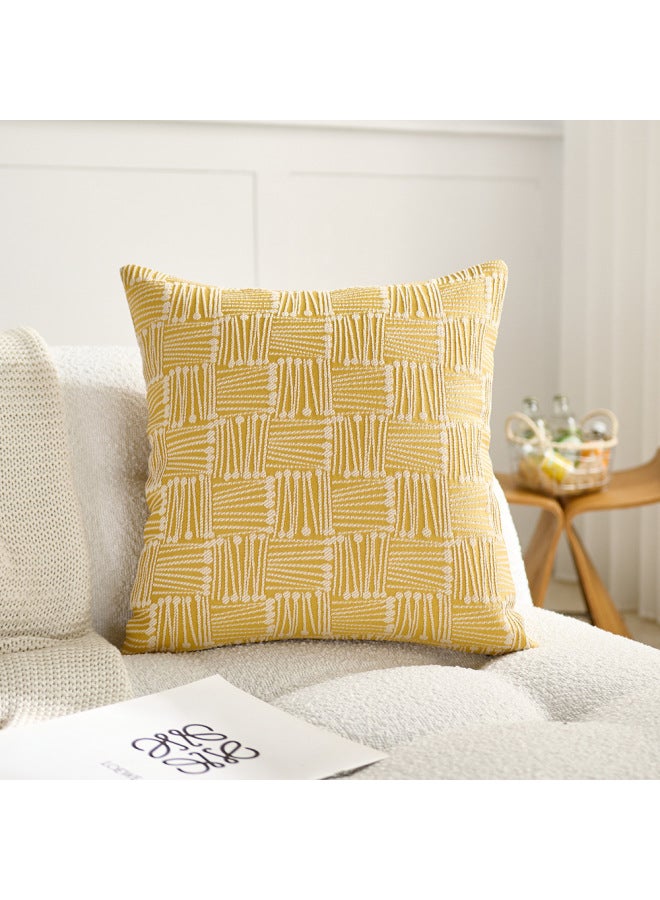 Cotton And Linen Style Vintage Jacquard Pillow Light Luxury High-end Soft Bag Decorative Pillow Living Room Back Cushion Sofa Pillow Case