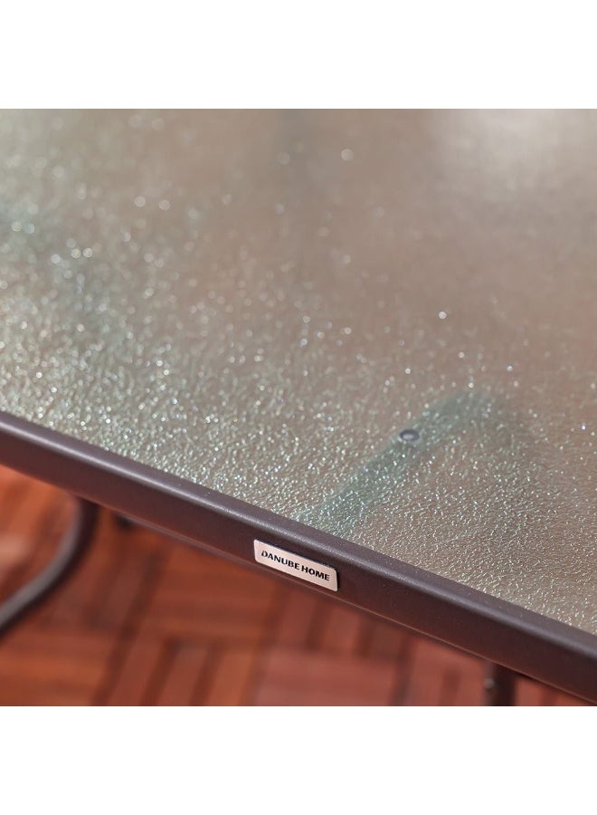 DANUBE HOME Valens 4+1 Outdoor Dining Set - Stylish Brown Steel Frame with Polyester Cushions, 4 Chairs & 1 Table, Ideal for Outdoor Living - Image 3