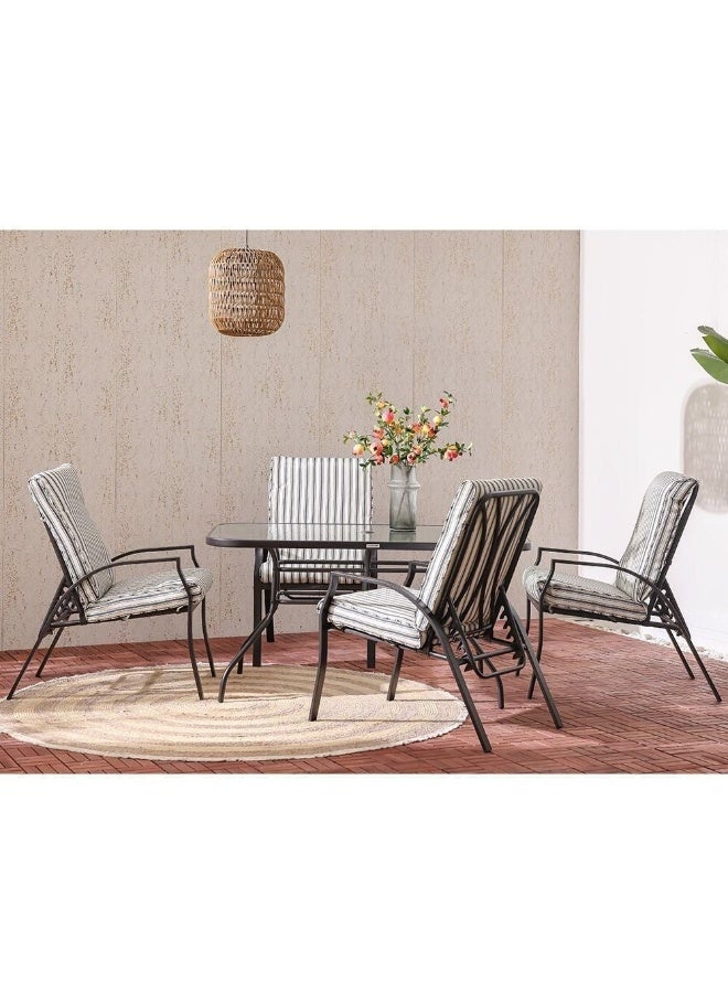 DANUBE HOME Valens 4+1 Outdoor Dining Set - Stylish Brown Steel Frame with Polyester Cushions, 4 Chairs & 1 Table, Ideal for Outdoor Living - Image 1