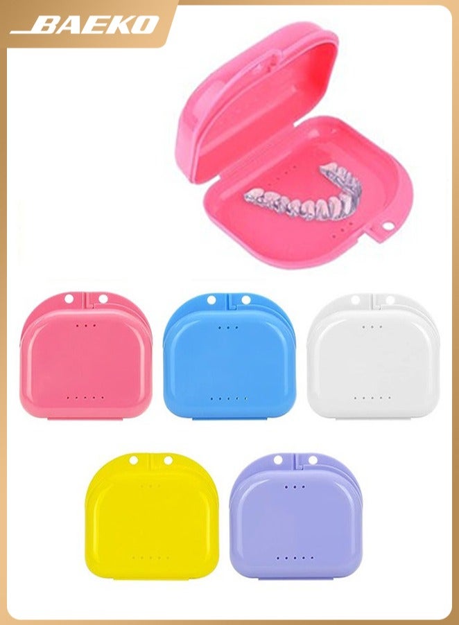 BAEKO 5 Piece Retainer False Teeth Container Box with Vent Holes Mouth Guard Case Dental Aligner Mouthpiece Case Tight Snap Lock Orthodontic Mouth Guard Case - Image 1