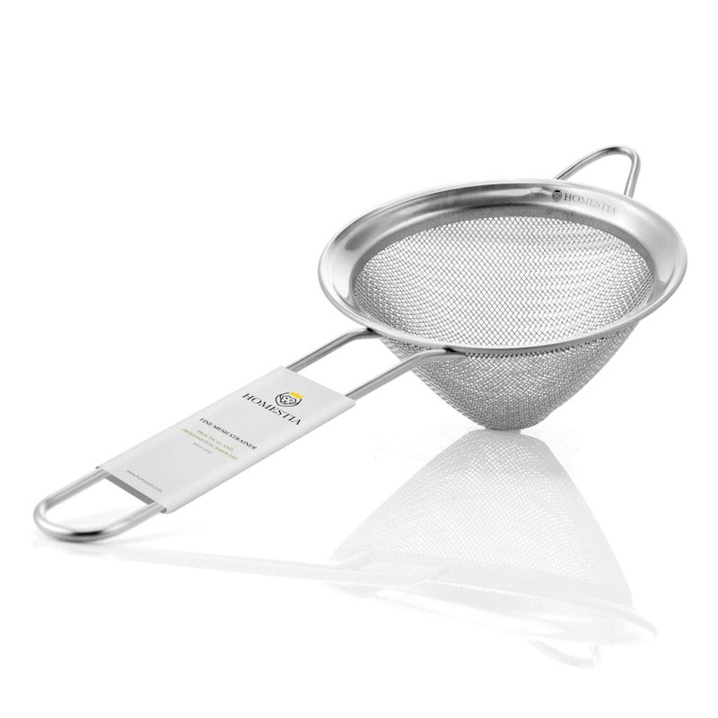 Homestia Homestia 33 Fine Mesh Strainer for Kitchen 304 Stainless Steel Cocktail Sieve Sifters For Food Liquid Drink Strainers Cup for Tea Rice Oil Noodles Fruits Vegetables Silver 