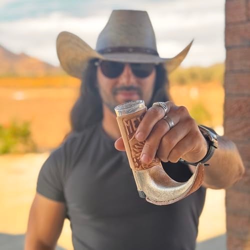 MexART Mexican Leather Mini Boot Drink Shot - Original Artisan Bota Tribalera para Tequila - 1 Tequila Shot (Assorted Colors) - Image 4