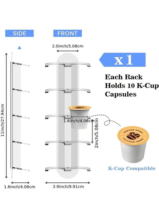 Self-Adhesive White Coffee Pod Holder Vertical Storage For K Cups - Image 3