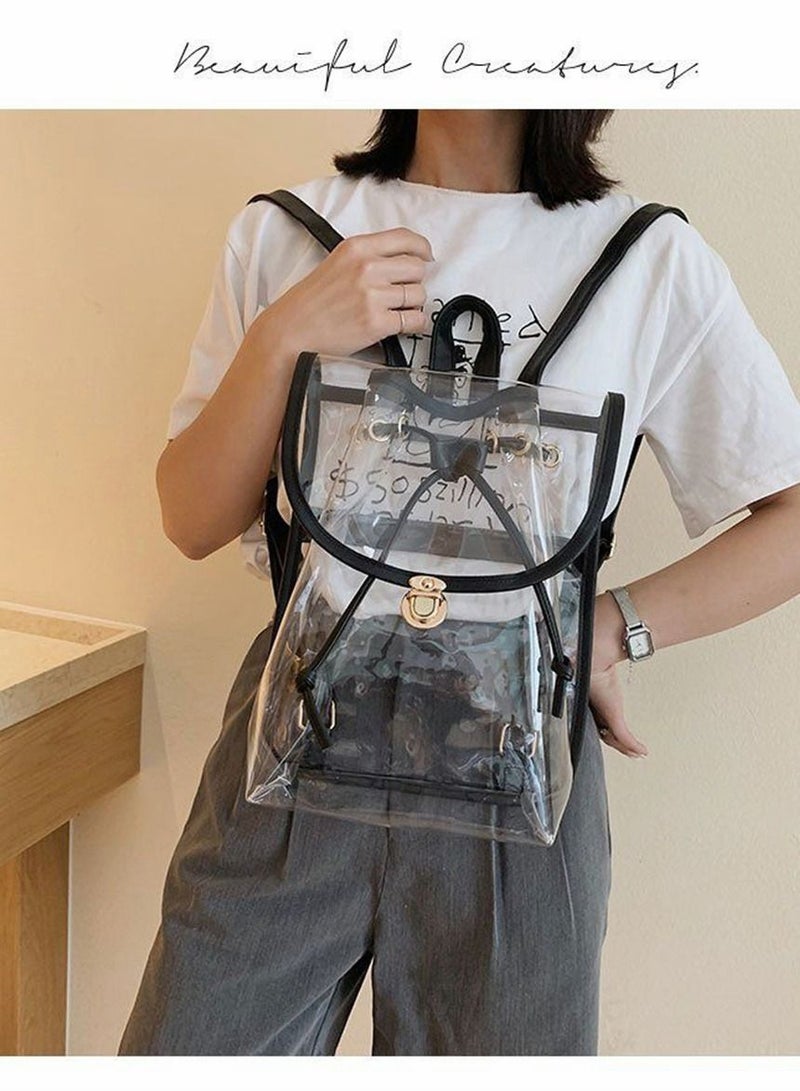Clear Backpack Heavy Duty Drawstring Sports Gym Bag for Women Men Children Large Size - Image 2