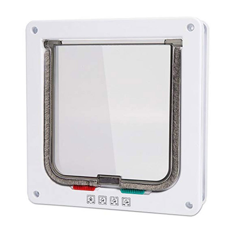 4 Way Locking Cat Flap Door: Brown ABS Plastic, Weatherproof, Large Size - Easy To Install, Transparent Baffle Pet Door for Indoor Outdoor Cats And Dogs - Image 5