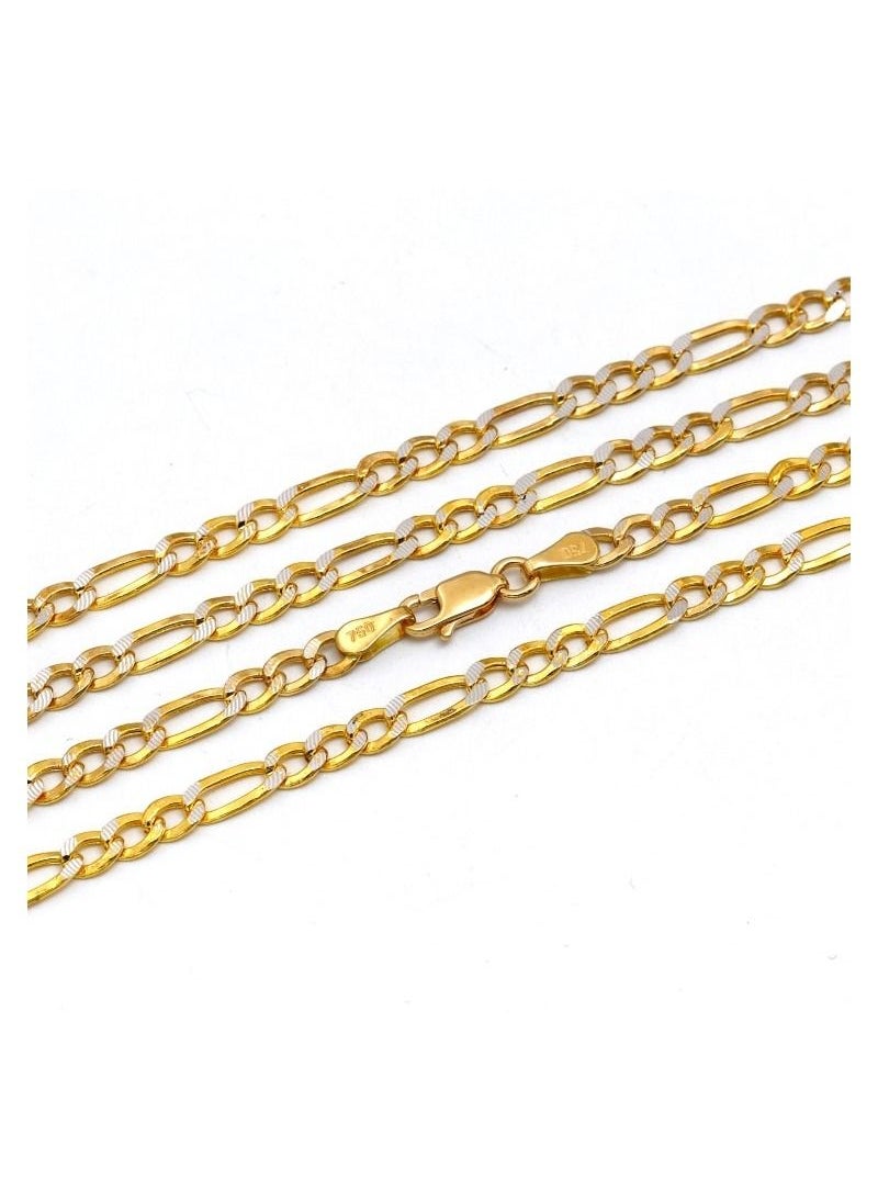Gold Zone - Real Gold GZCR Two Tone Figaro Solid Link Chain Necklace Unisex - Image 1