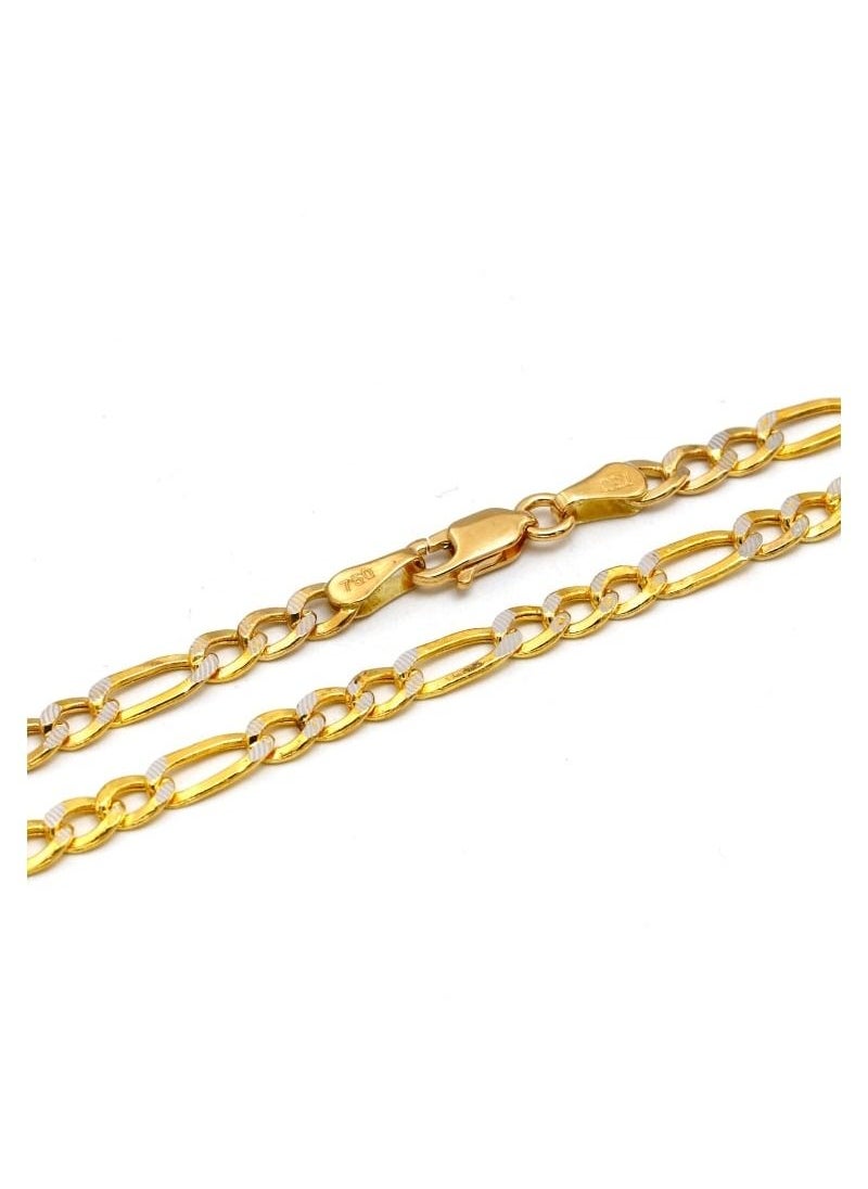 Gold Zone - Real Gold GZCR Two Tone Figaro Solid Link Chain Necklace Unisex - Image 1