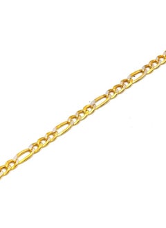 Gold Zone Real Gold GZCR Two Tone Figaro Solid Link Chain Necklace Unisex  - Image 5