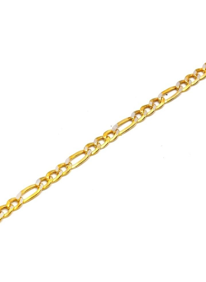 Gold Zone - Real Gold GZCR Two Tone Figaro Solid Link Chain Necklace Unisex - Image 1