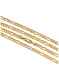 Gold Zone Real Gold GZCR Two Tone Figaro Solid Link Chain Necklace Unisex  - Image 3