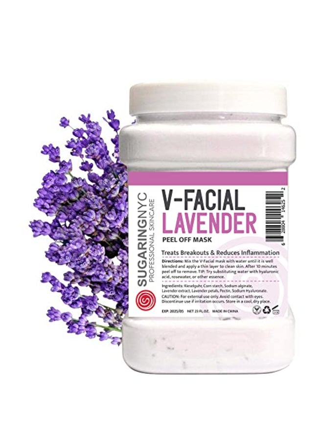 Sugaring NYC Vajacial Jelly Mask PeelOff Bikini Underarms Area Peel Mask Lavender with Pieces of Lavender Professional Size 23oz - Image 1