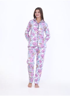 zecotex  Button-Decorated Printed Fular Pajama: Chic Design Meets Ultimate Comfort  - Image 1