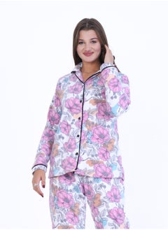 zecotex  Button-Decorated Printed Fular Pajama: Chic Design Meets Ultimate Comfort  - Image 2