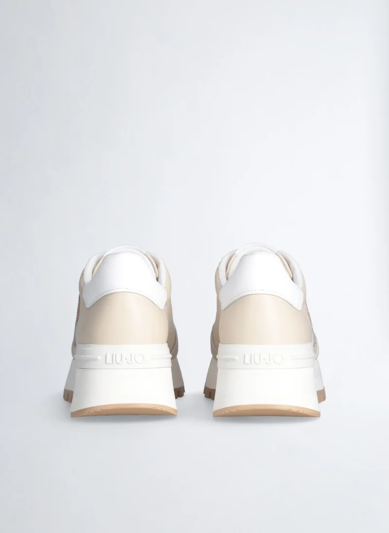 Liu Jo Leather Sneakers with Jewel Logo