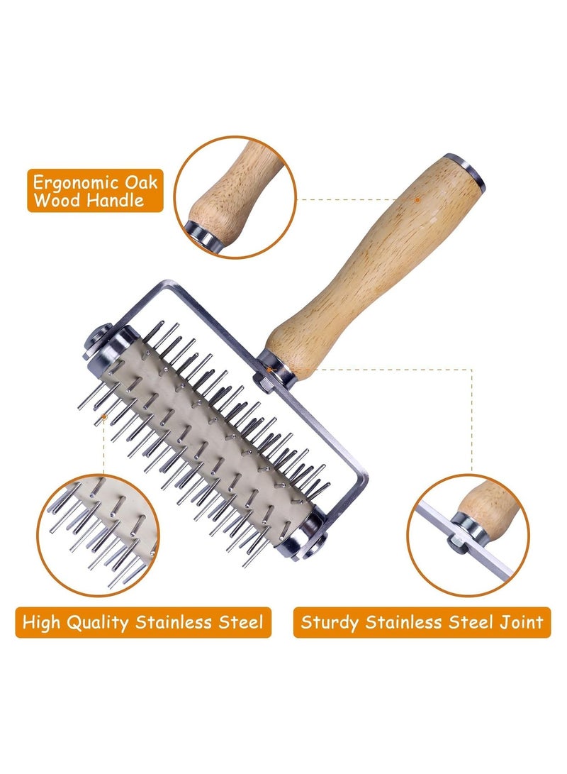 Stainless Steel Pizza Docker, Pizza Dough Docker with Wooden Handle, Pizza Roller with Spikes, Roller Docker, Pizza Hole Puncher, Dough perforator, Pastry, Cookie, Bread, Crust, Baking Dough Piercer  - Image 2