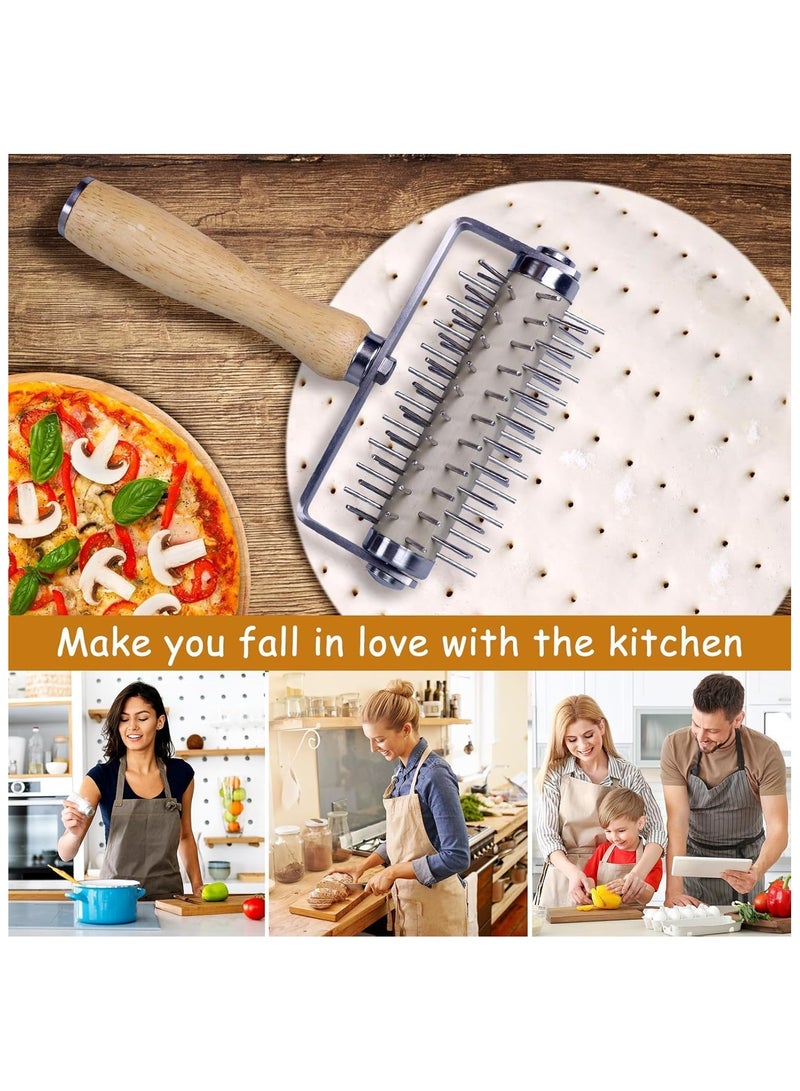 Stainless Steel Pizza Docker, Pizza Dough Docker with Wooden Handle, Pizza Roller with Spikes, Roller Docker, Pizza Hole Puncher, Dough perforator, Pastry, Cookie, Bread, Crust, Baking Dough Piercer  - Image 4