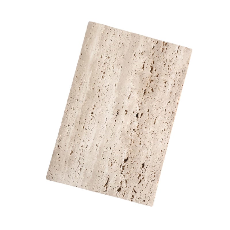 StonePlus Hole Stone Right Angle Marble Slab Surface Plate with NonSlip Mat Decorative Tray for Home Beige Travertine 118x787x039
