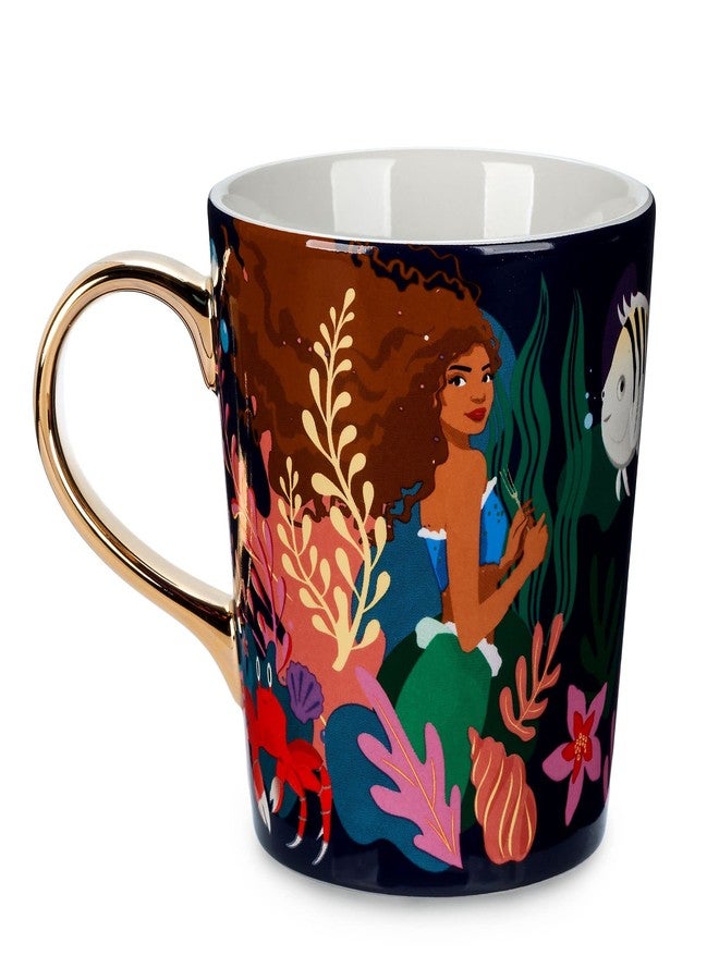 Disney Store Official The Little Mermaid Mug, Live Action Film 2023, 473ml, Hot Beverage Cup with 'My Voice is a Treasure' Text, Featuring Under The Sea Art and Golden Handle, Navy - Image 2