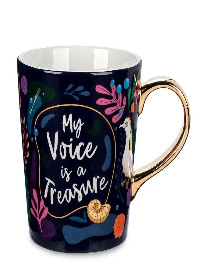 Disney Store Official The Little Mermaid Mug, Live Action Film 2023, 473ml, Hot Beverage Cup with 'My Voice is a Treasure' Text, Featuring Under The Sea Art and Golden Handle, Navy - Image 1