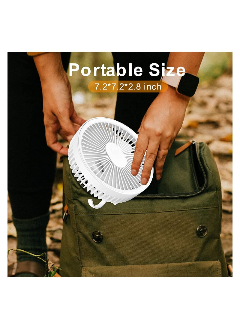 ماركة غير محددة - Outdoor tent Camping Fan with Led, Personal Usb Fan for Desk, Portable rechargeable Fan with Hooks, 360°Rotation,Quiet and Strong Wind, Portable Power Bank - Image 1
