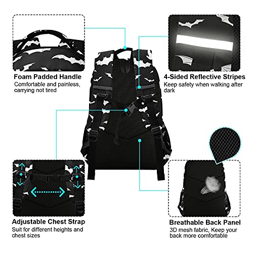 Glaphy Halloween Bats Backpacks Laptop School Book Bag Lightweight Daypack for Men Women Teens Kids - Image 5