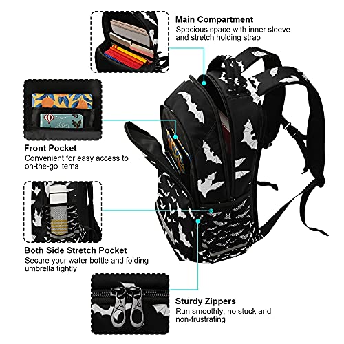 Glaphy Halloween Bats Backpacks Laptop School Book Bag Lightweight Daypack for Men Women Teens Kids - Image 4