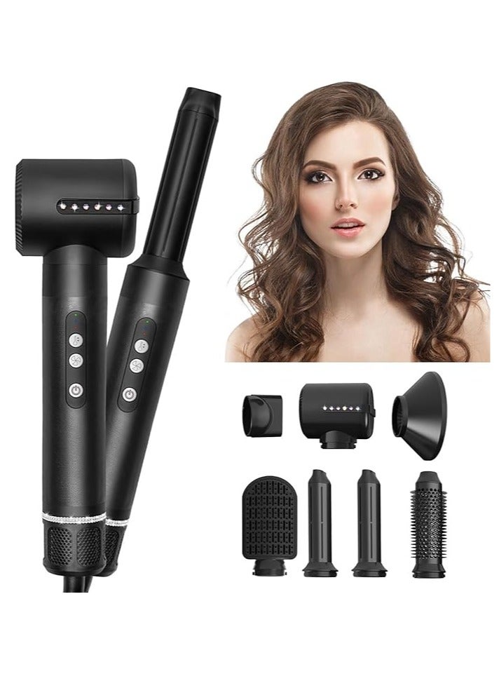 عام مجموعة فرشاة مجفف الشعر 7 في 1، فرشاة هواء ساخن، مكواة تجعيد لليسار واليمين، مجفف شعر عالي السرعة 120,000 دورة في الدقيقة بالأيونات السلبية، أداة تصفيف تجعيد تلقائية - Image 1