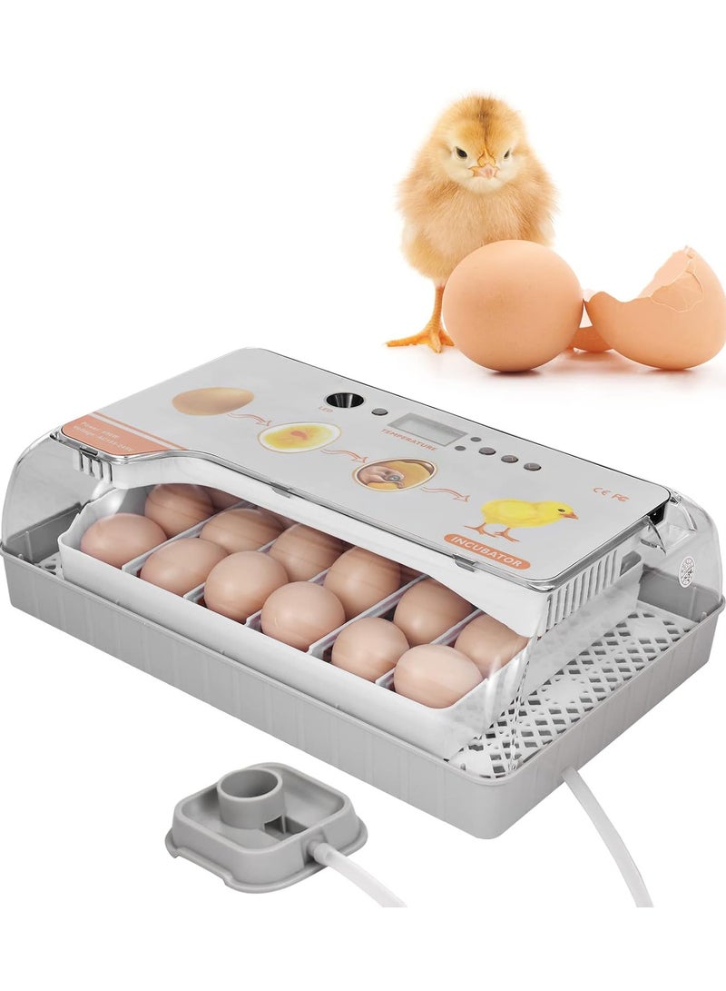Generic Digital Egg Incubator 20 Eggs Poultry Hatcher with Auto Egg Turning Temperature Control LED Light Temperature Humidity Alarm Incubator for Chicken Ducks Bds Eggs  - Image 2