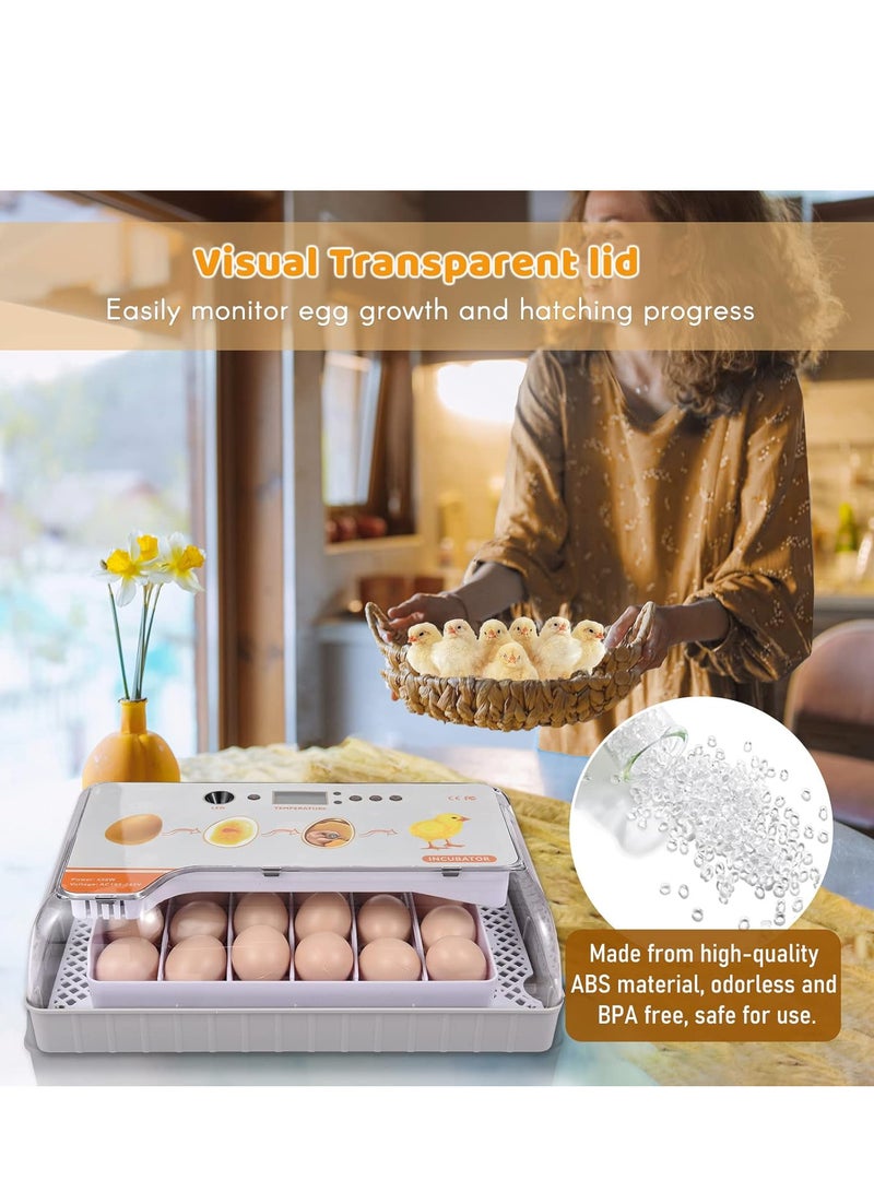Generic Digital Egg Incubator 20 Eggs Poultry Hatcher with Auto Egg Turning Temperature Control LED Light Temperature Humidity Alarm Incubator for Chicken Ducks Bds Eggs  - Image 3
