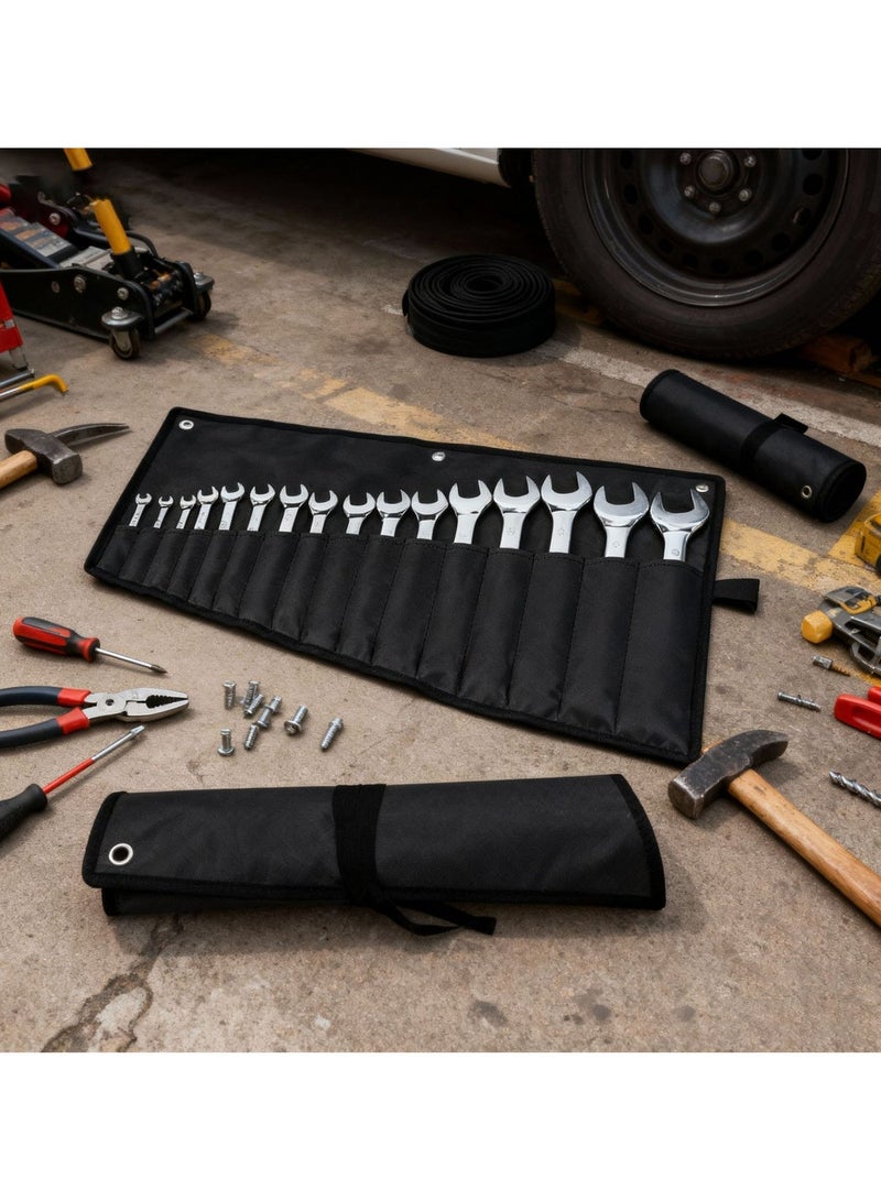 هومستر 16 حقيبة مفتاح ربط منظم، حقيبة أداة ملفوفة مع الماء قماش أكسفورد، أسود - Image 3