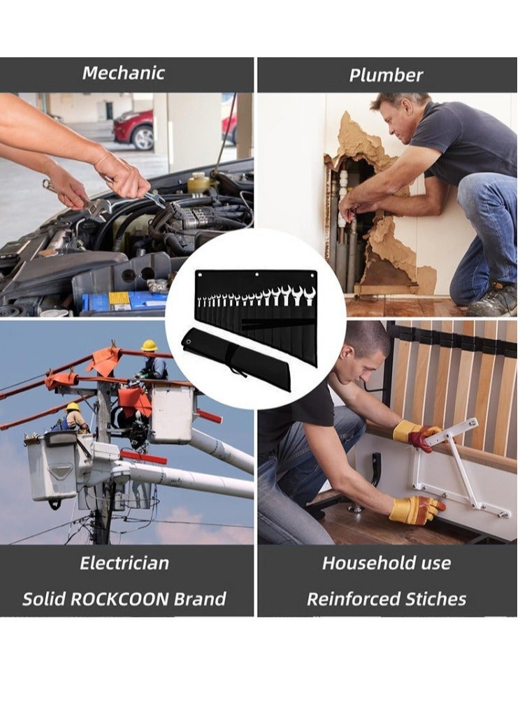 هومستر 16 حقيبة مفتاح ربط منظم، حقيبة أداة ملفوفة مع الماء قماش أكسفورد، أسود - Image 4