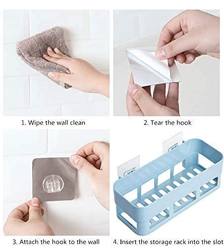SHOPITECH Bathroom Shelf Wall Mounted Bathroom Kitchen No Drill Storage Rack Super Adhesive Bathroom Shower Organizer Rack Shelf 1 Bathroom Shelf 2 Corner Triangle Shelf - Image 4