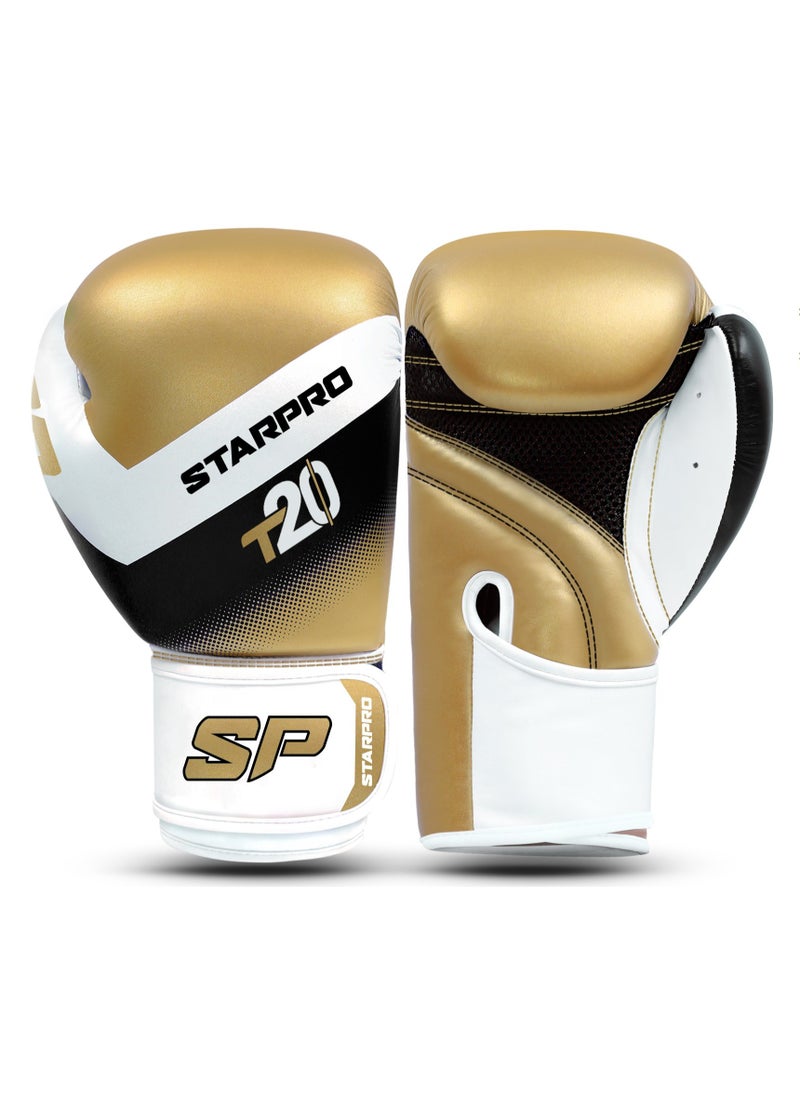 ستاربرو - قفازات الملاكمة Starpro T20 - 8oz 10oz 12oz 14oz 16oz - قفازات جلدية نباتية للتدريب مع بطانة مقاومة للماء - شبكة مسامية - حماية اليد - Image 1
