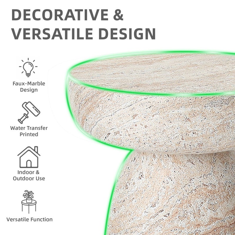Ultym 24" Large Side Table Outdoor, Modern Geometric Pedestal End Table, Multi-Functional & Decorative Coffee Table, Accent Table, Planter Stand for Garden Patio Porch Balcony or Living Room Decor - Image 2